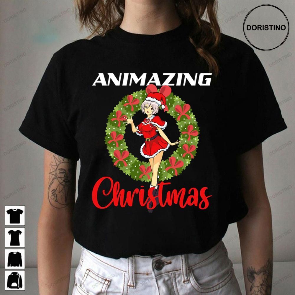 Animazing Christmas Merry Senpai Anime Kawaii Manga Otaku Animation Limited Edition T-shirts